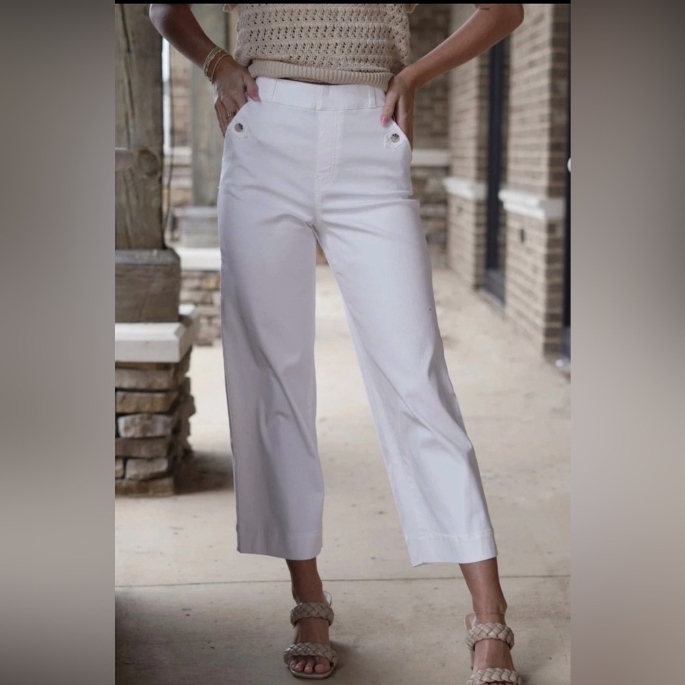 NWT SPANX, Stretch Twill Cropped Wide Leg in Bright White, Multiple Sizes - Picture 6 of 8
